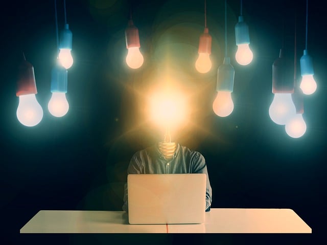 Creative concept image of a man with light bulb head surrounded by ideas, symbolizing business ideas in Nigeria with 50k